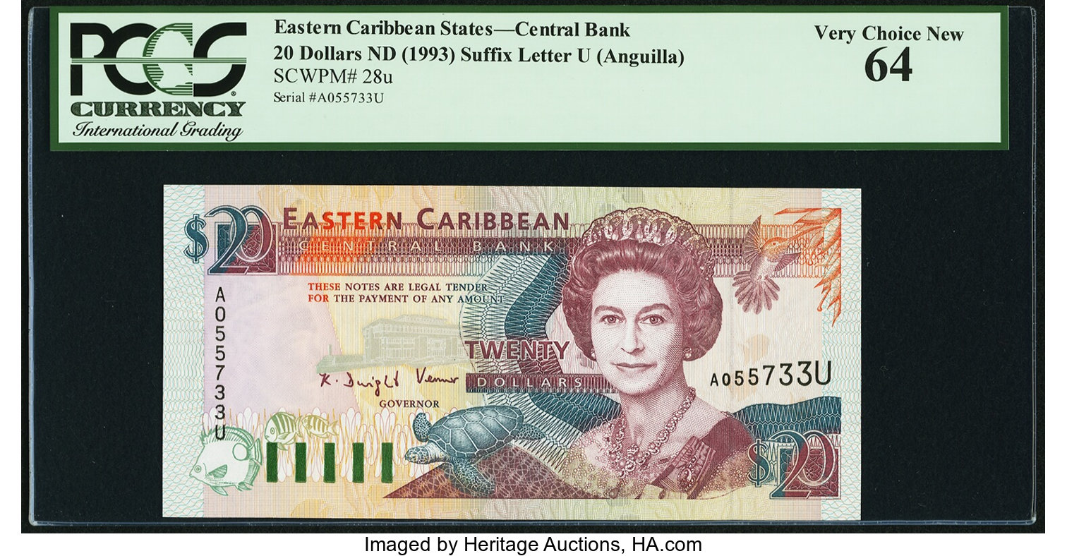 image for: East Caribbean States  20 dollars (B212v)