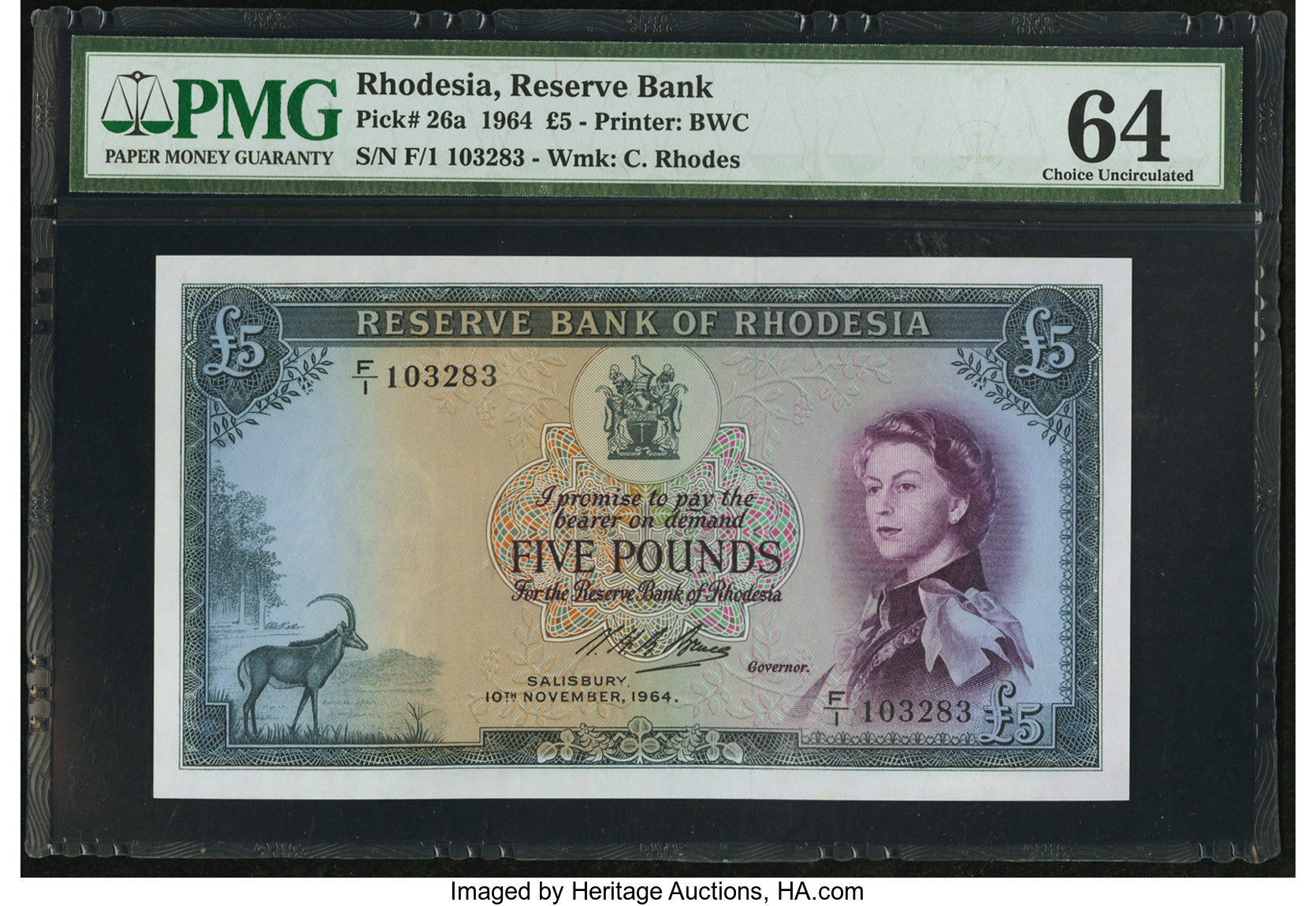 image for: Rhodesia  5 pounds(B103bs)
