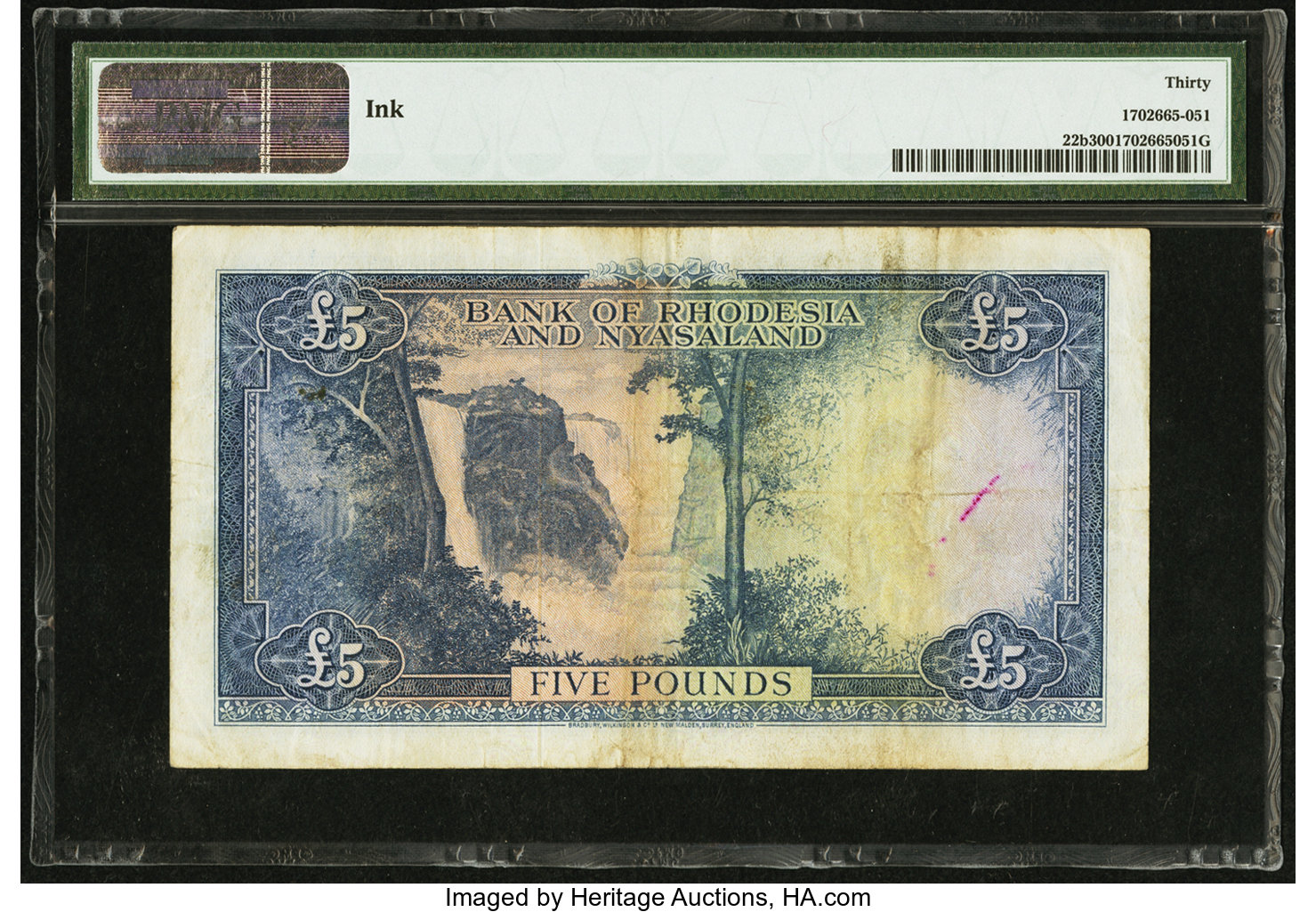 image for: Rhodesia and Nyasaland  5 pounds(B103a7as)