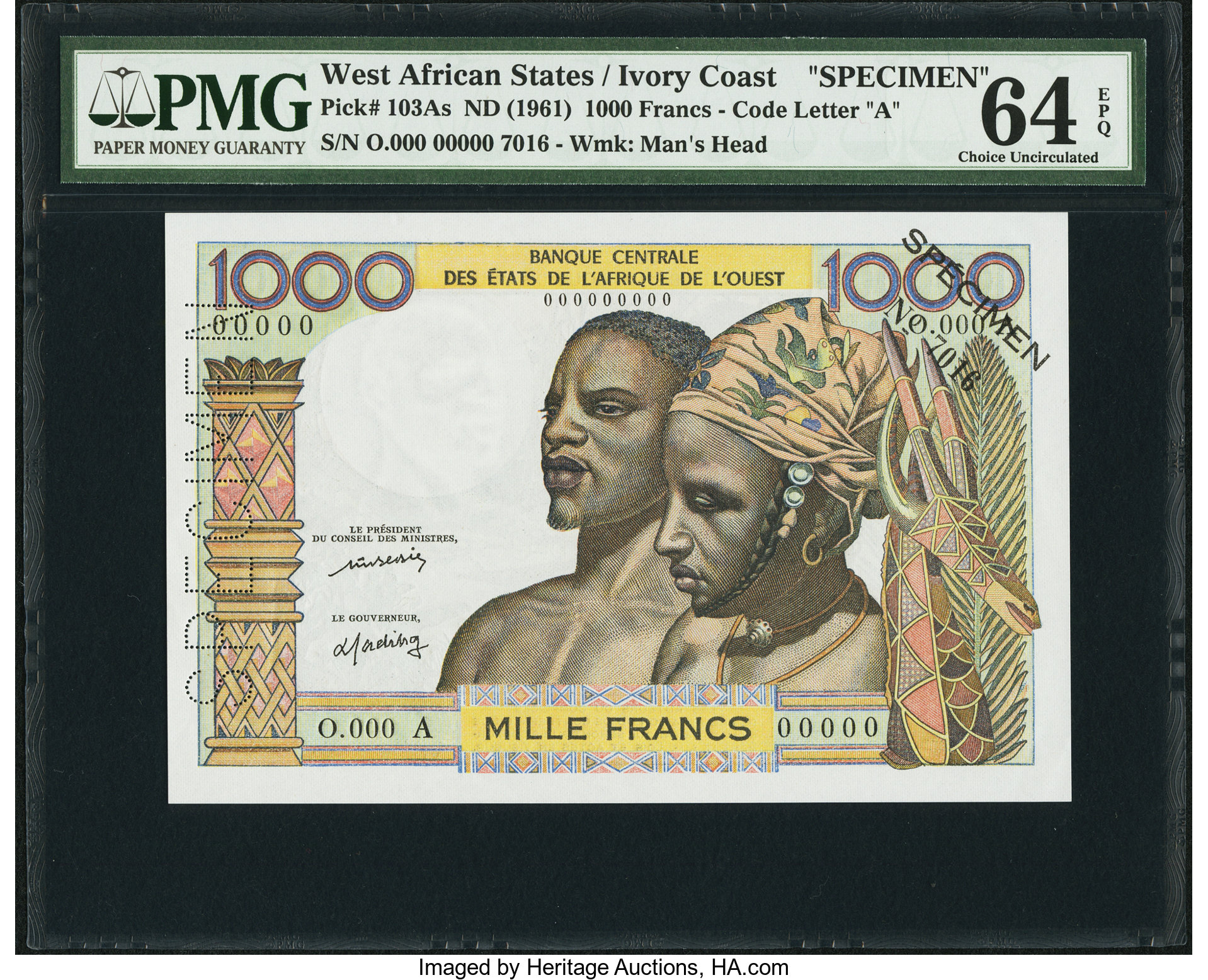 image for: West African States  1,000 francs (B108Aj)