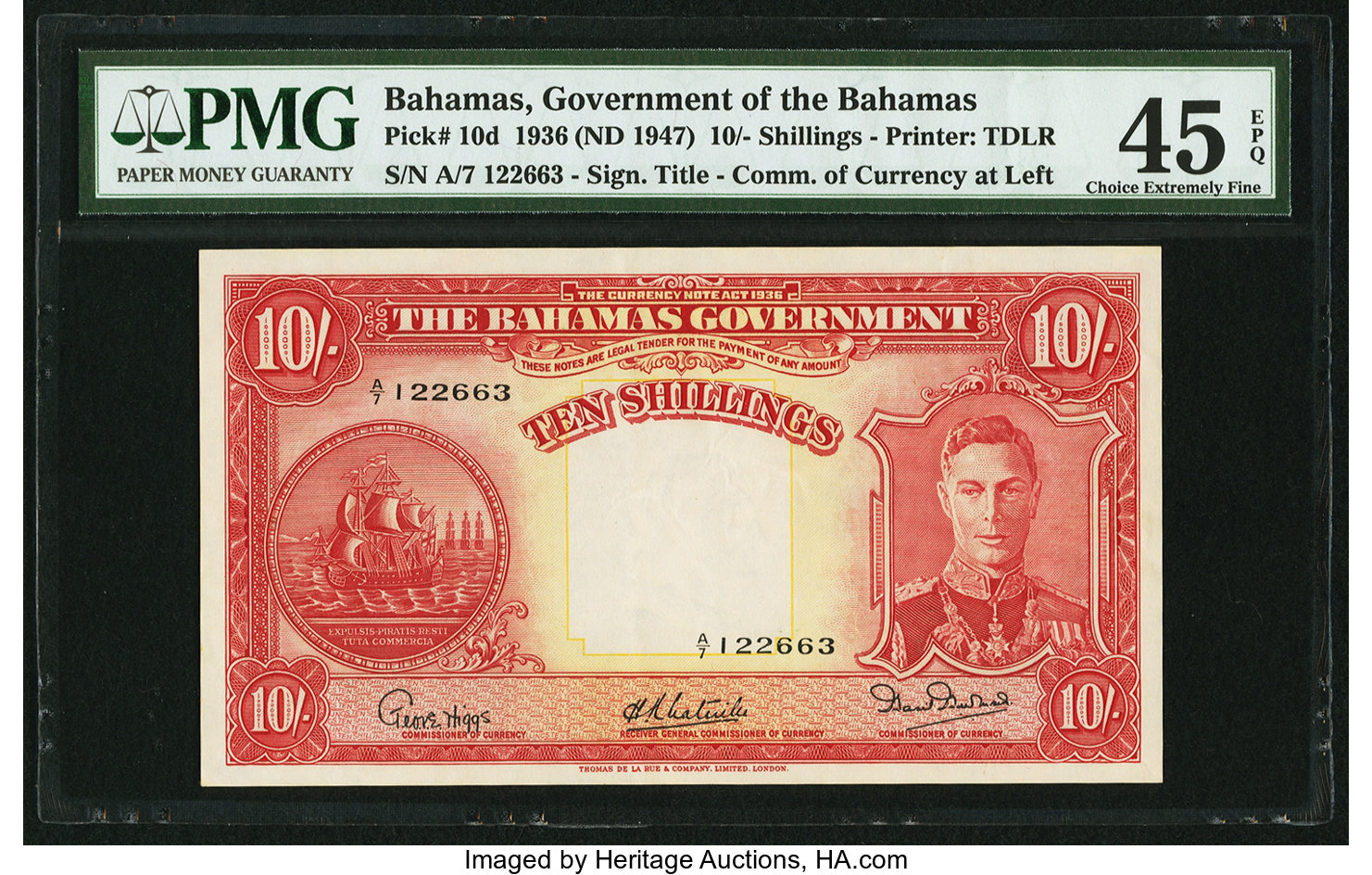 image for: Bahamas  10 shillings(B109b)