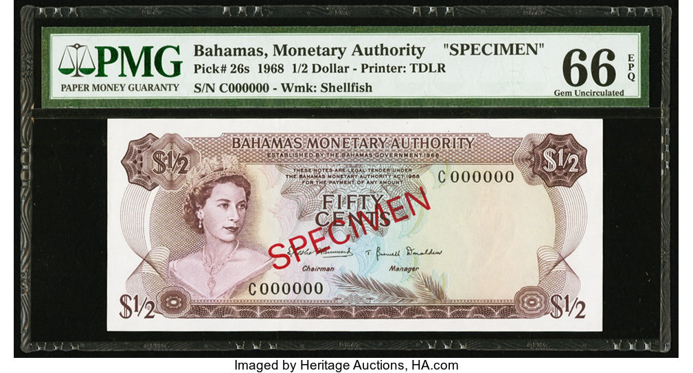 image for: Bahamas  1/2 dollar (B201a)