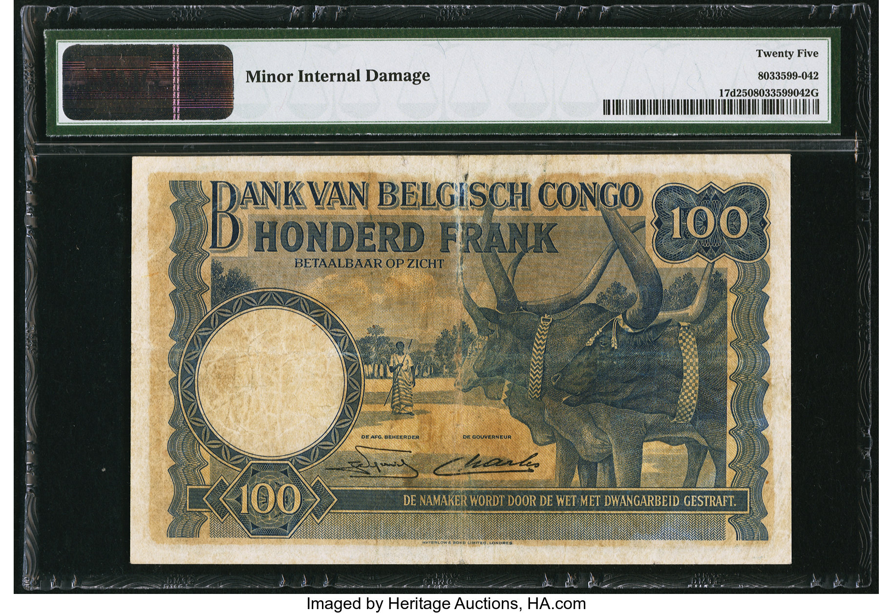 image for: Belgian Congo  100 francs(B219b)