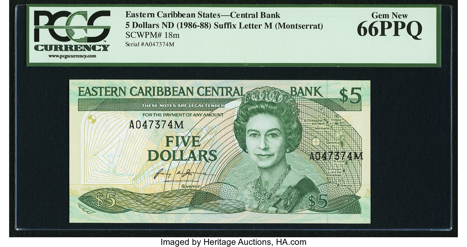 image for: East Caribbean States  5 dollars (B202v)