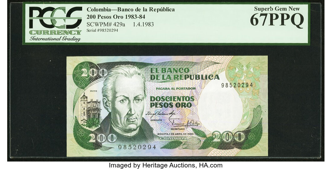 image for: Colombia  200 pesos oro(B967e)