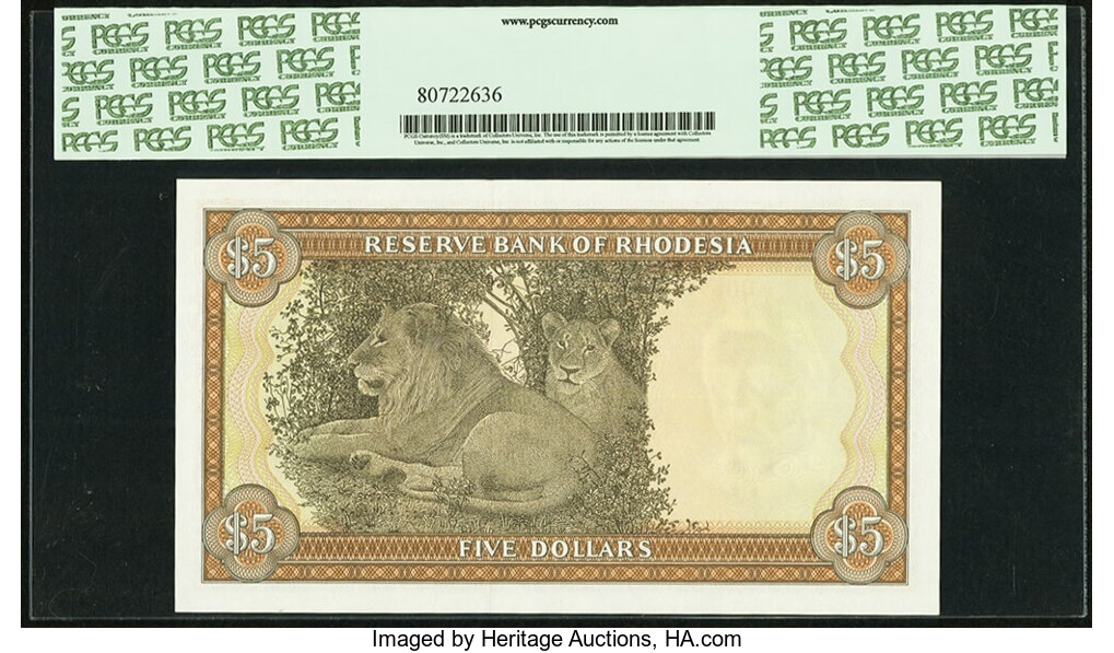 image for: Rhodesia  5 dollars(B109b)