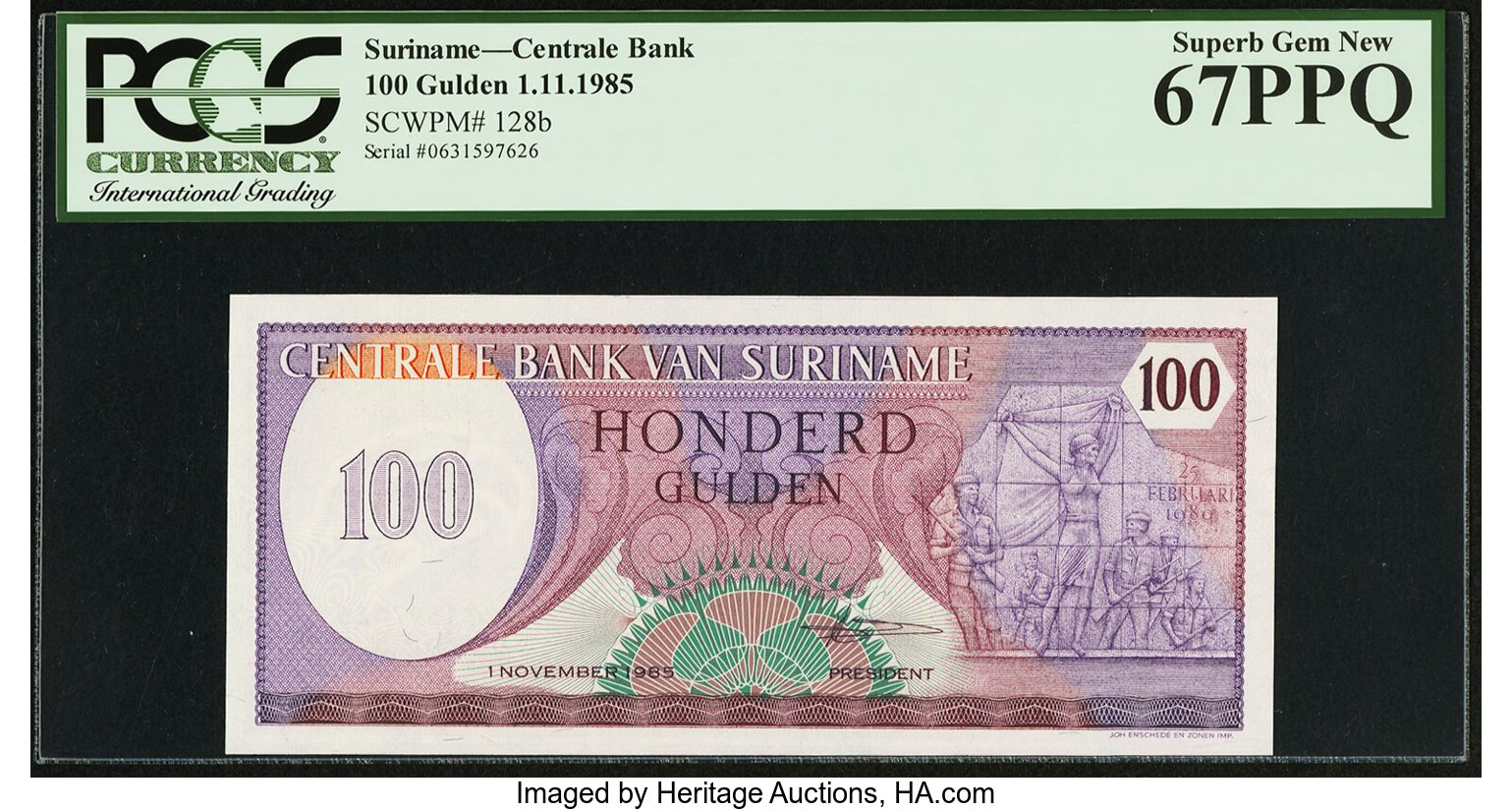 image for: Suriname  100 gulden (guilders)(B514b)
