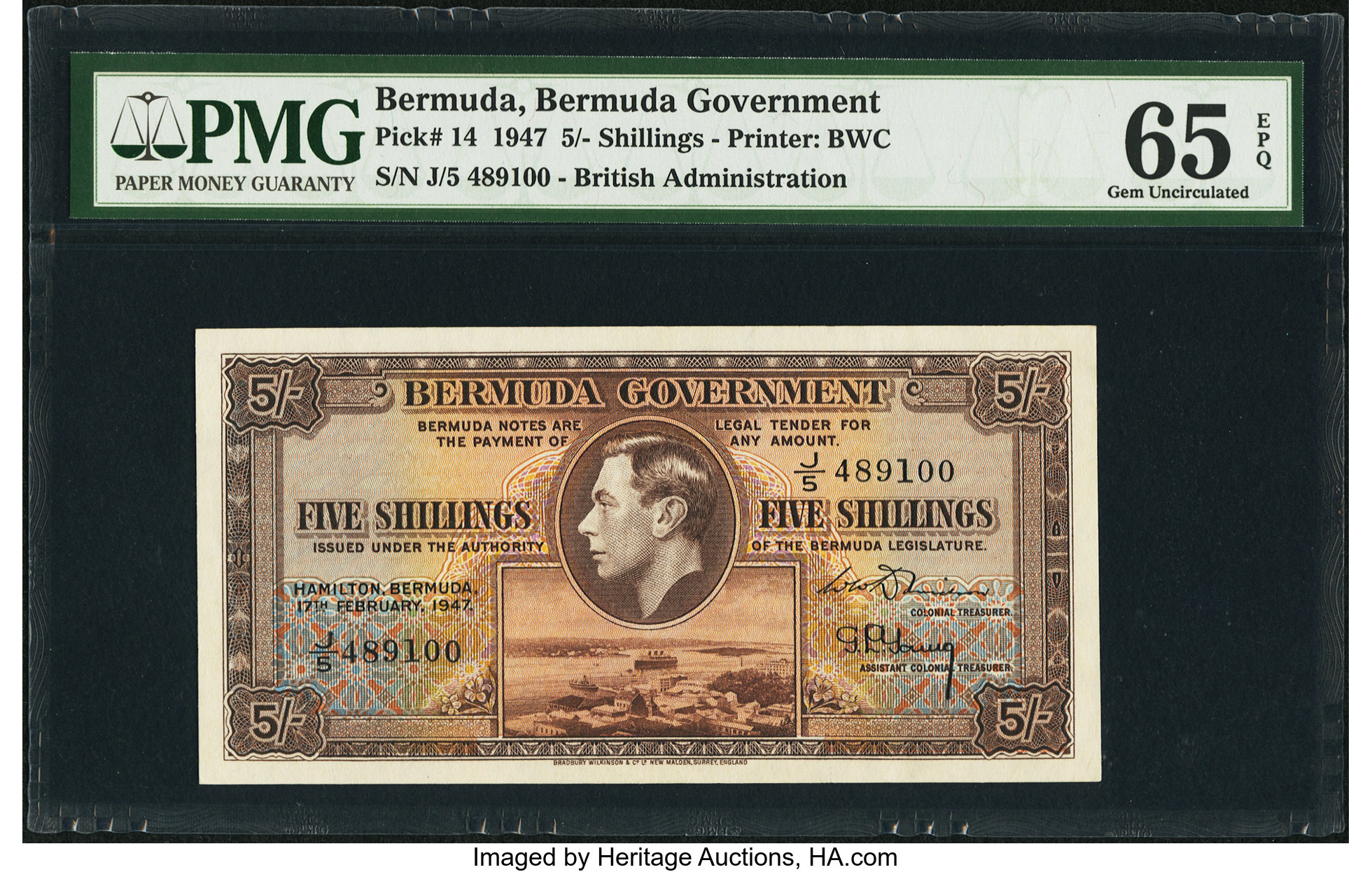 image for: Bermuda  5 shillings(B115a)