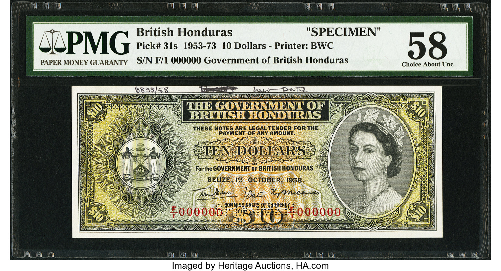image for: British Honduras  10 dollars (B130as)