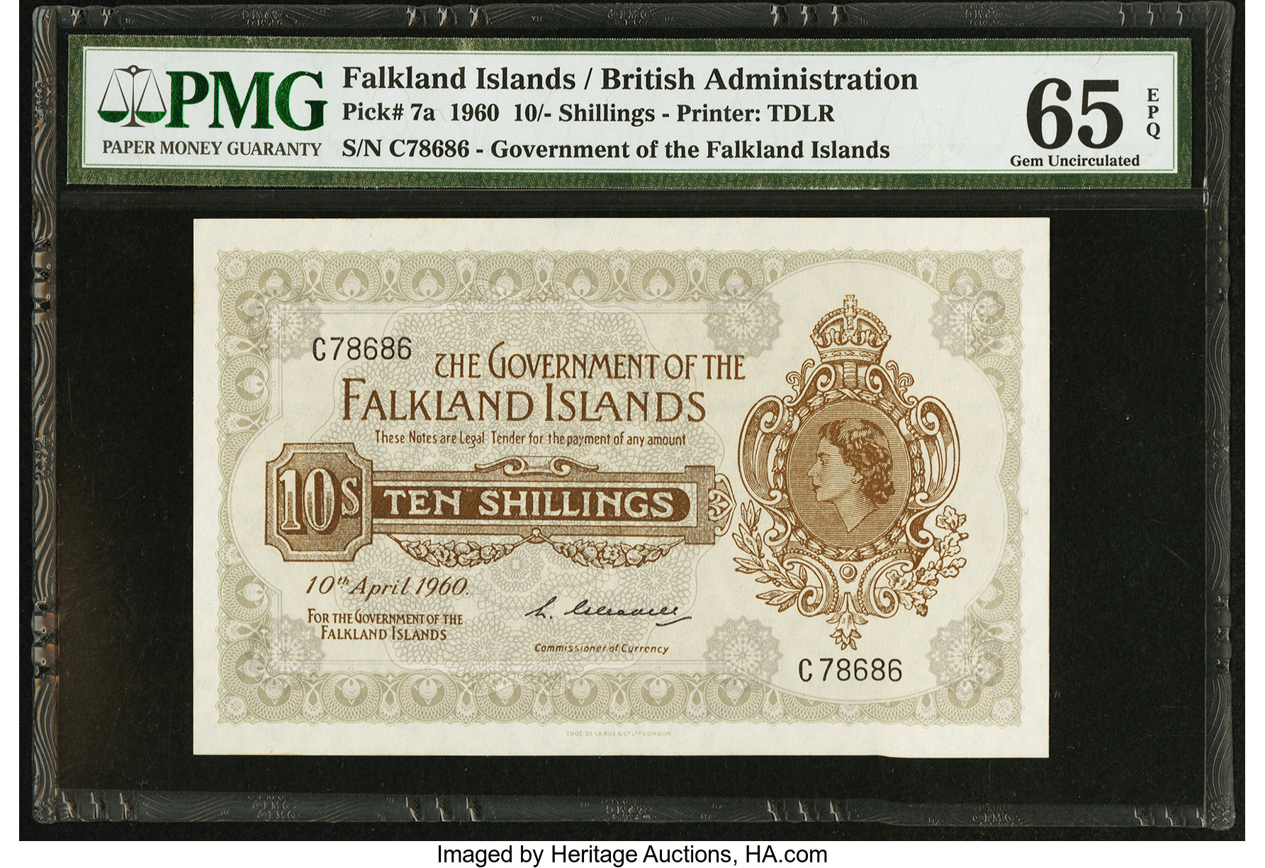 image for: Falkland Islands  10 shillings (B212a)