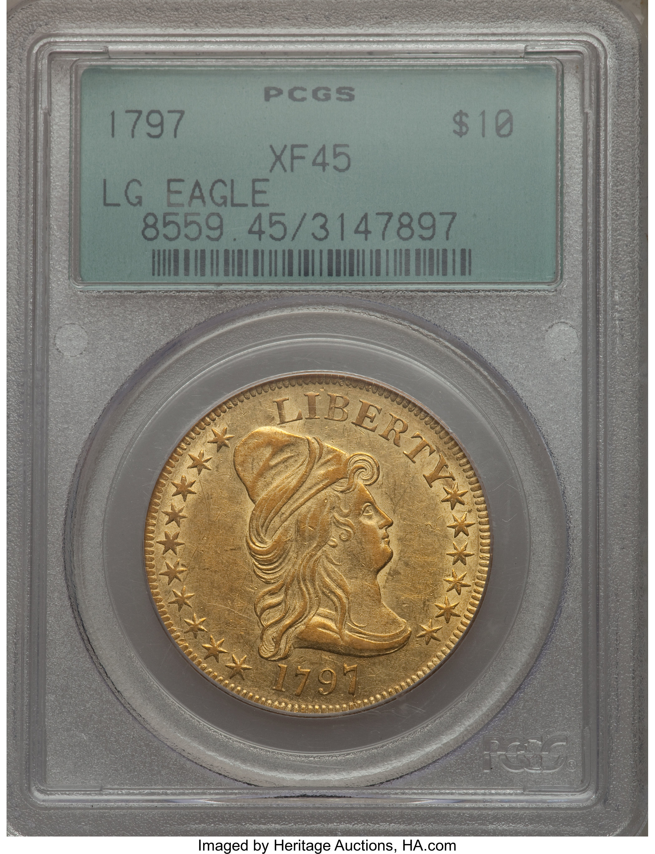 image for: 1797 $10 Large Eagle, BD-2, High R.4, XF45 PCGS....