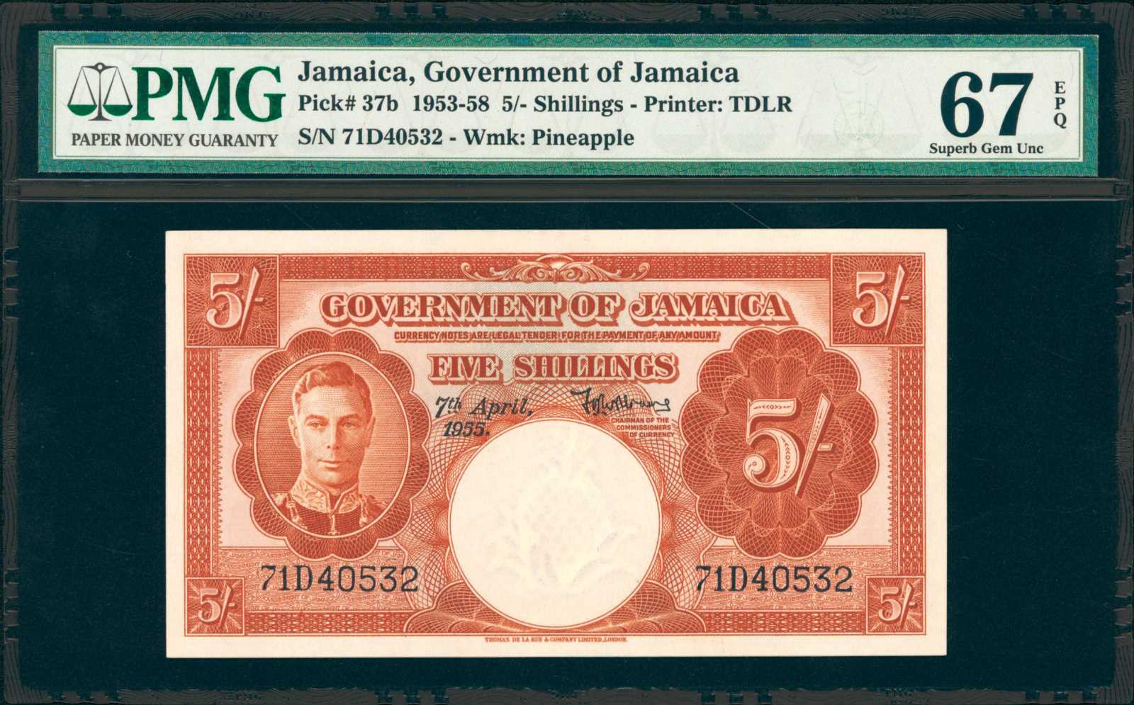 image for: Jamaica  5 shillings (B106h)