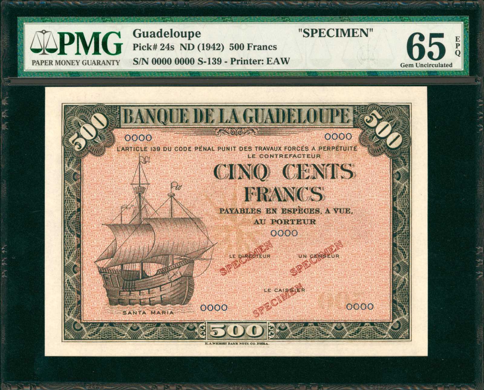  Four diagonal blue SPECIMEN ovpts front/back; horizontal ANNULE perf; normal s/n 