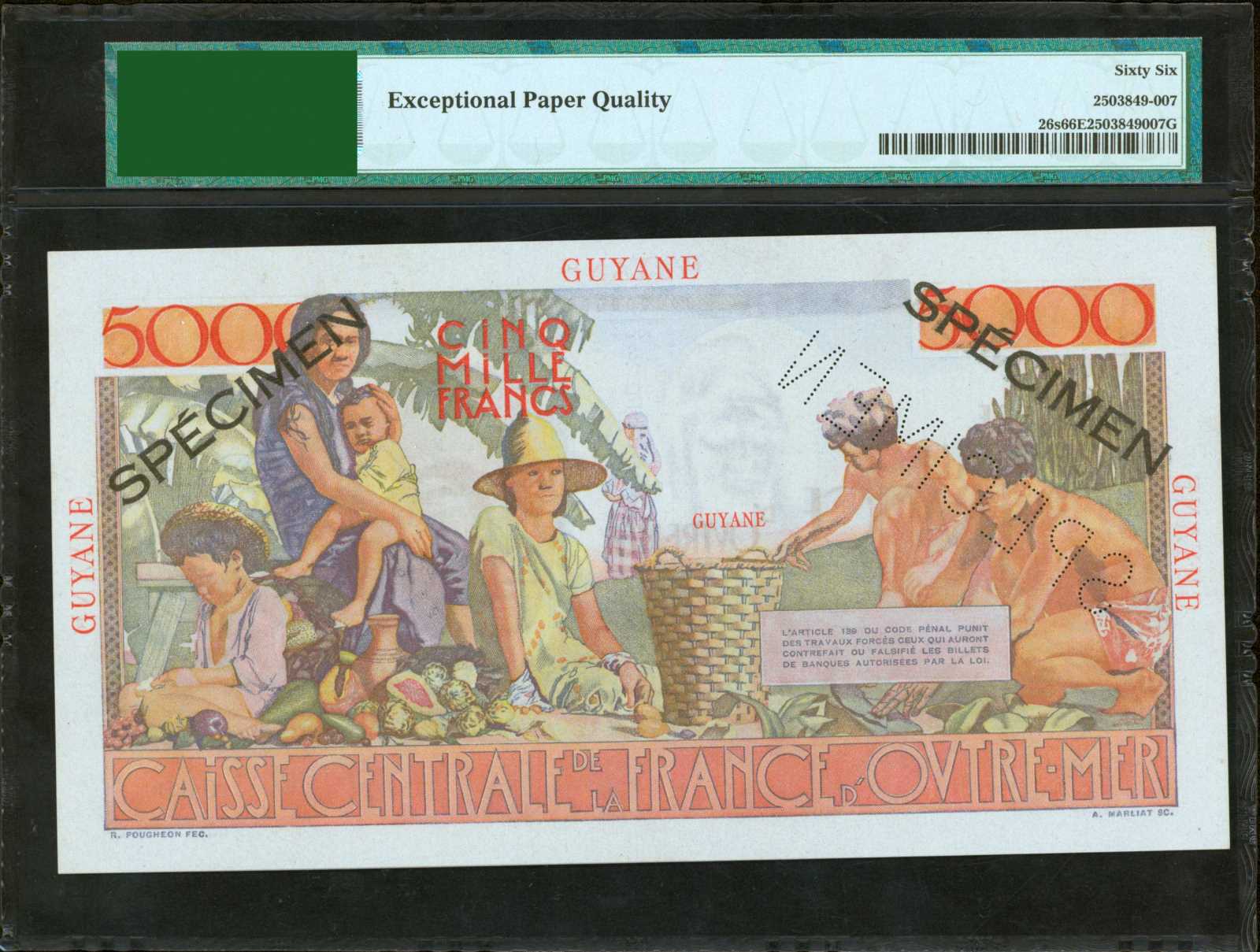 image for: French Guiana  5,000 francs (B410a)