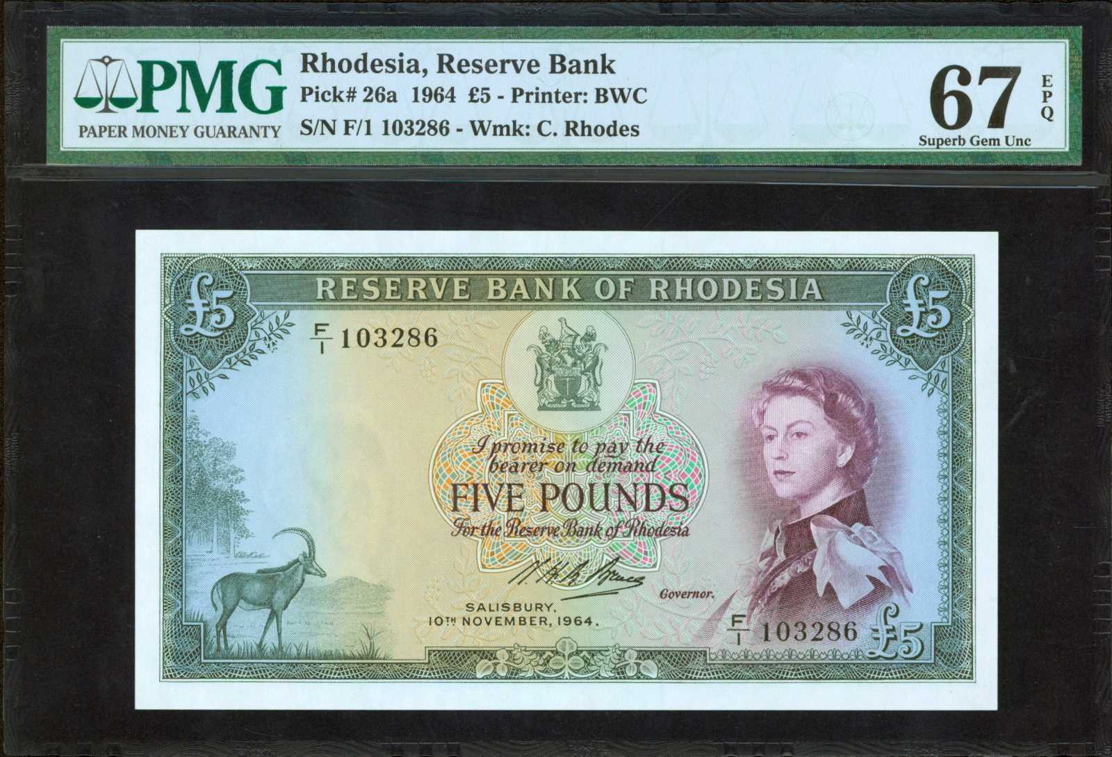 image for: Rhodesia  5 pounds(B103a)