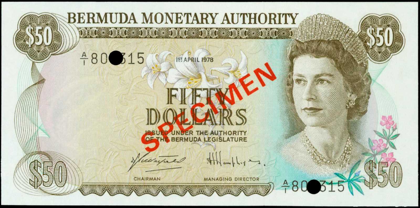 image for: Bermuda  50 dollars (B205c)