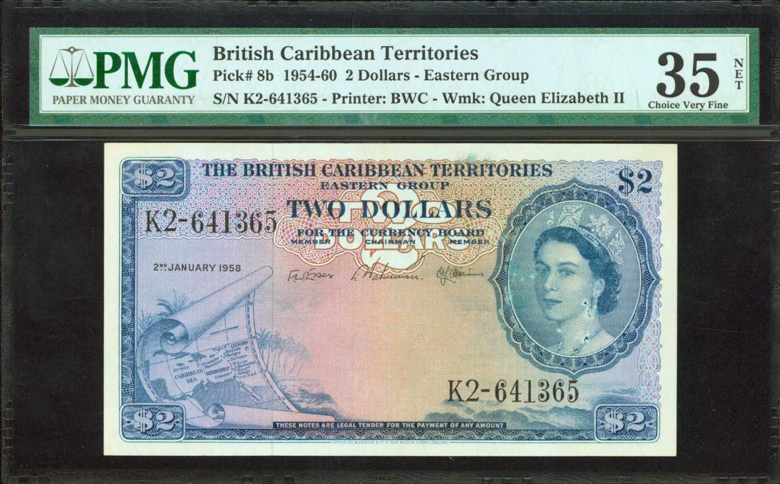 image for: British Caribbean Territories  2 dollars(B108c)