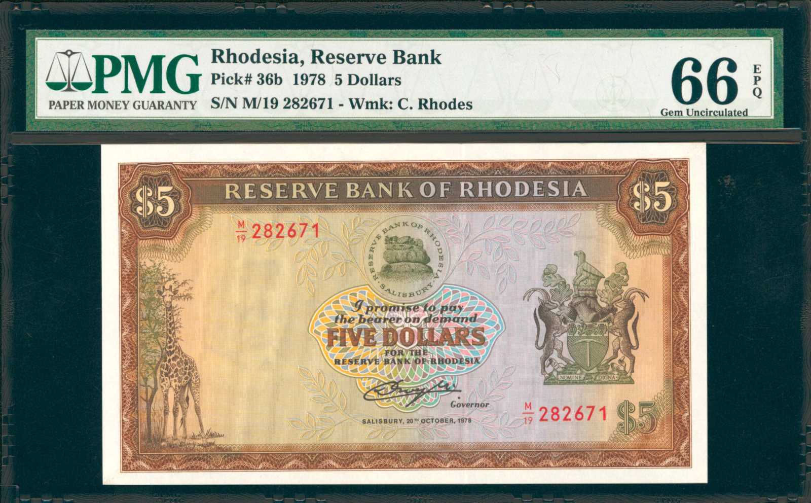 image for: Rhodesia  5 dollars(B109cz)