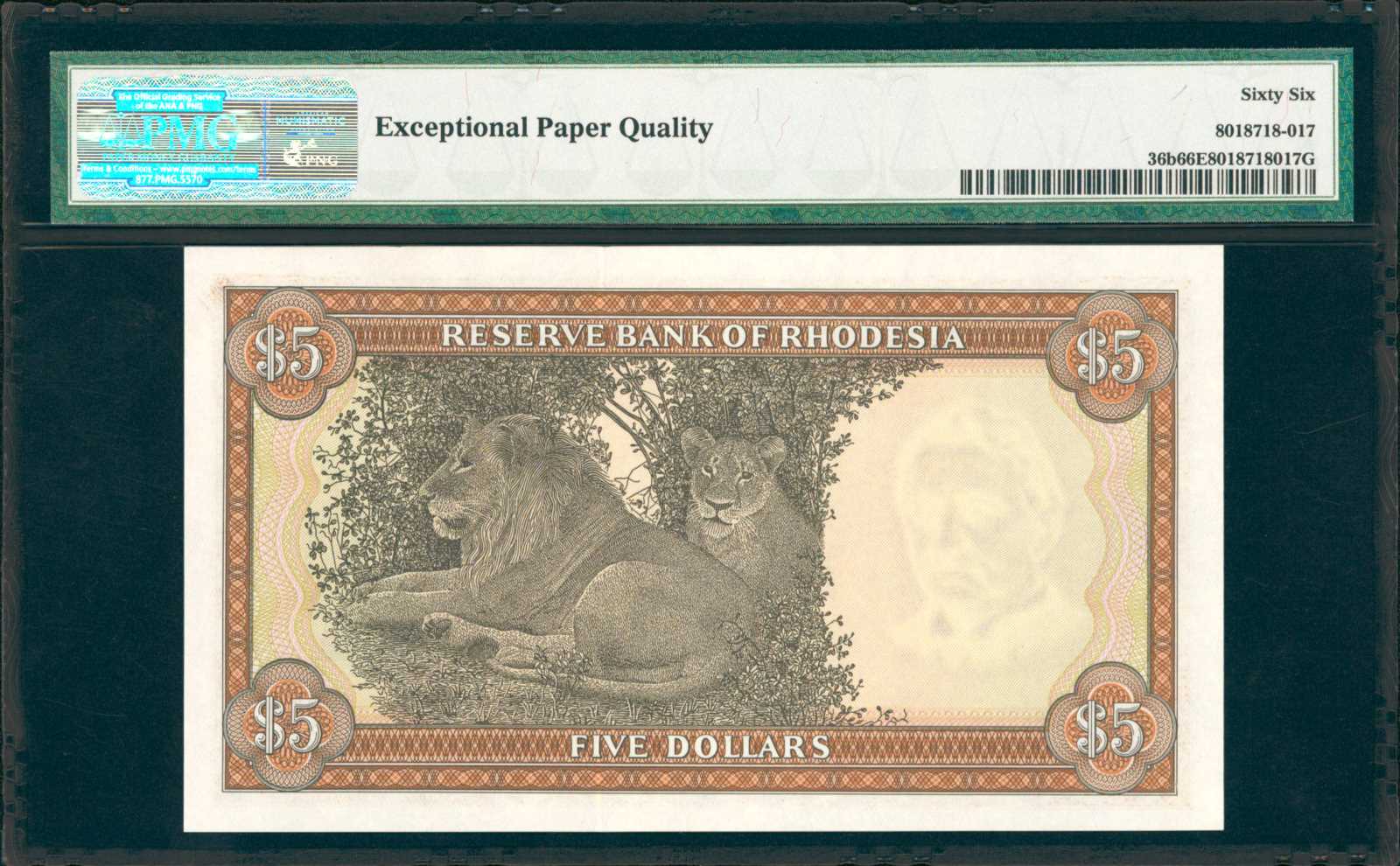 image for: Rhodesia  5 dollars(B109c)