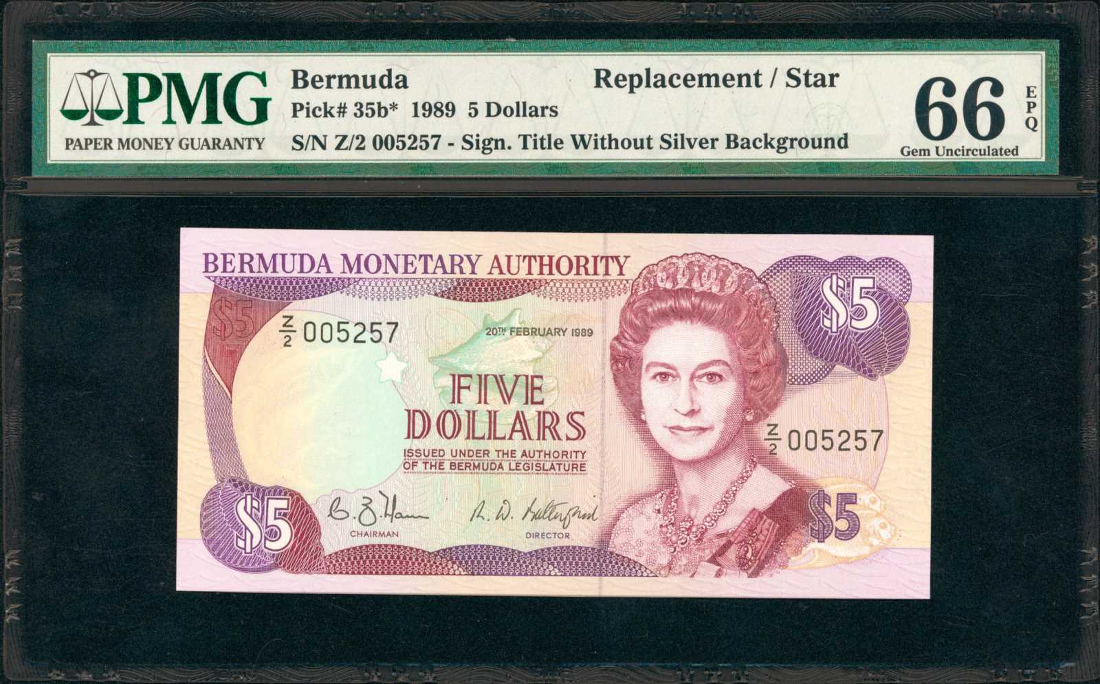 image for: Bermuda  5 dollars (B208a)