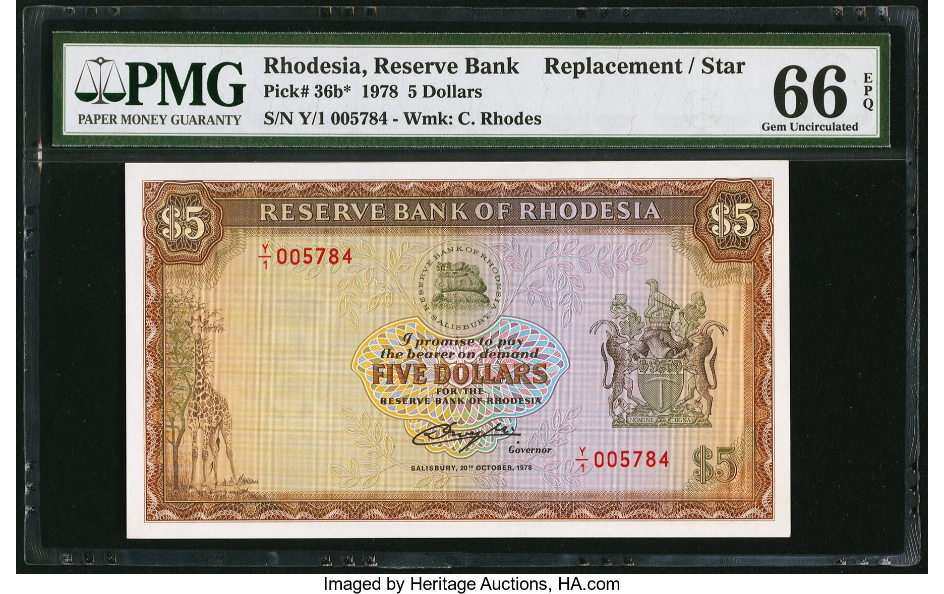 image for: Rhodesia  5 dollars(B109c)