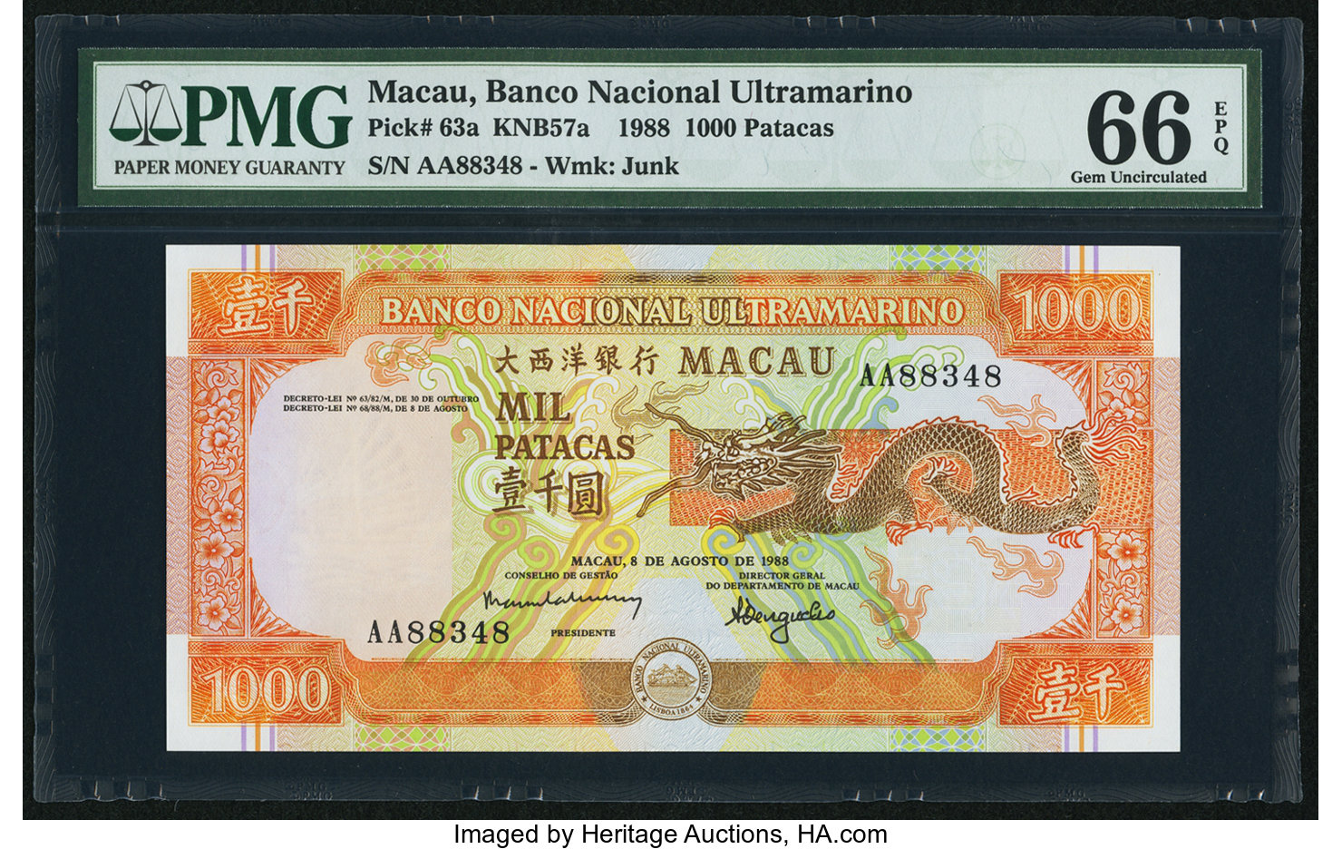 image for: Macau  1,000 patacas (B066a)