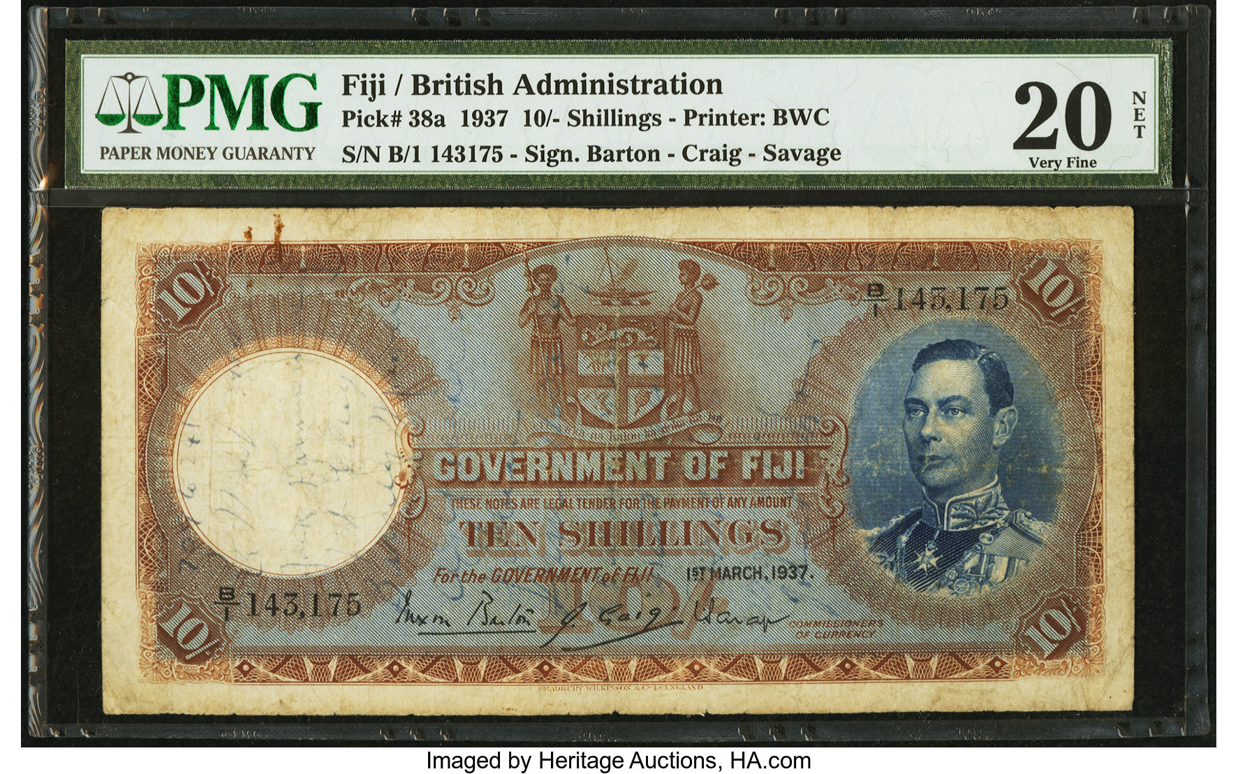 image for: Fiji  10 shillings(B314as)