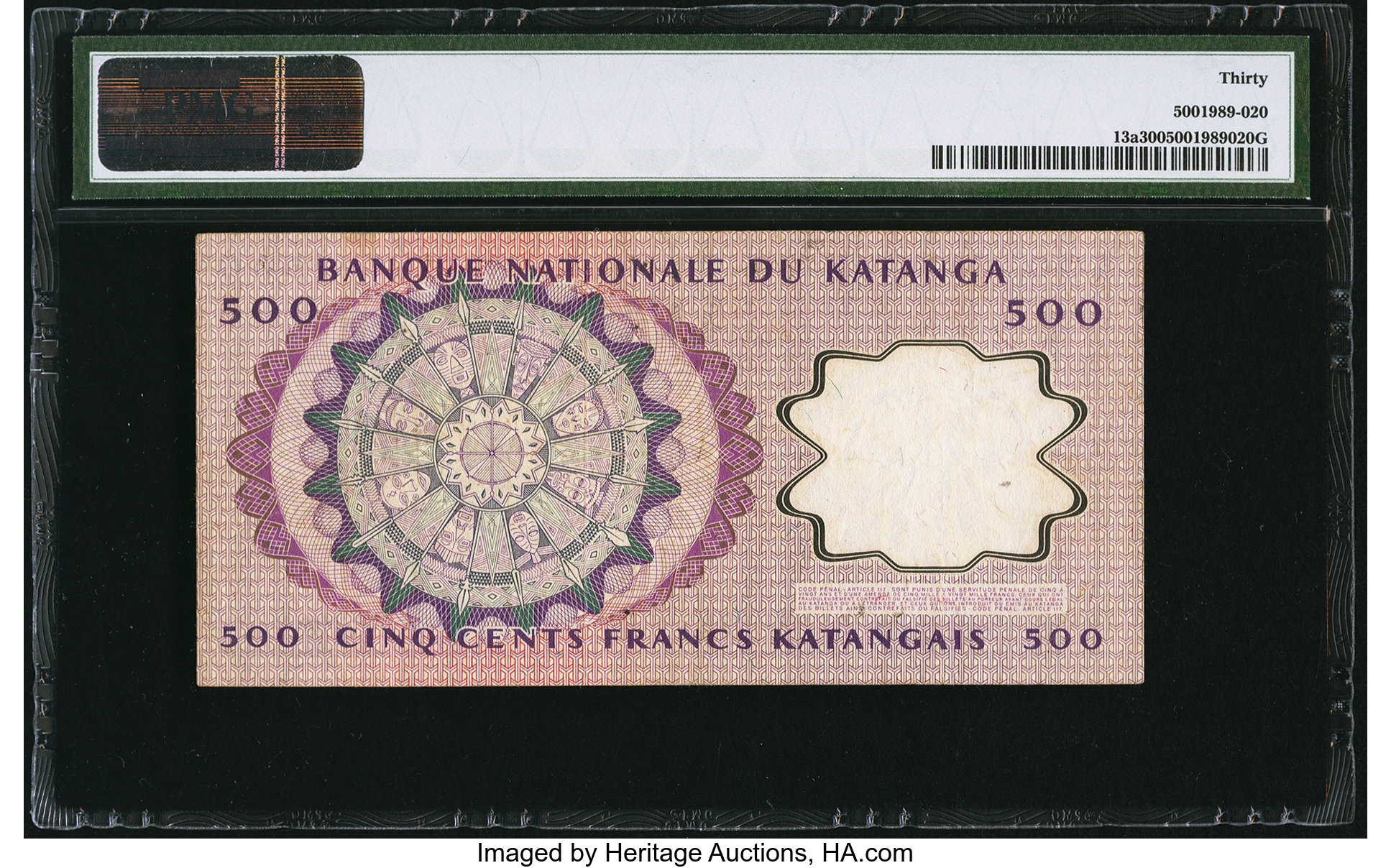 image for: Katanga  500 francs(B210a)