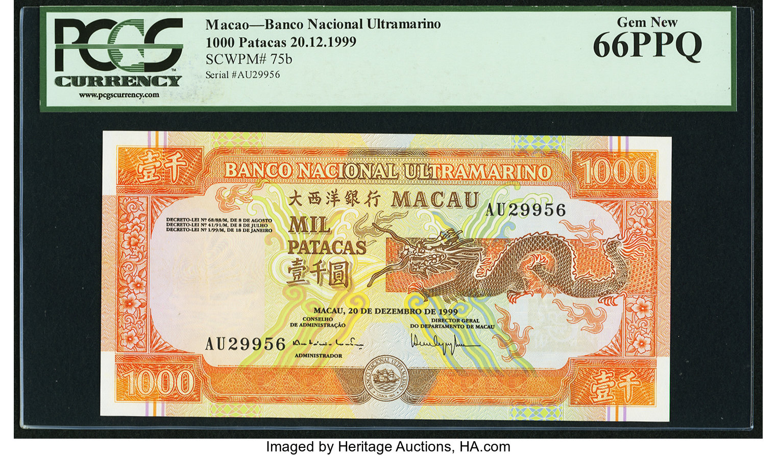image for: Macau  1,000 patacas (B067e)