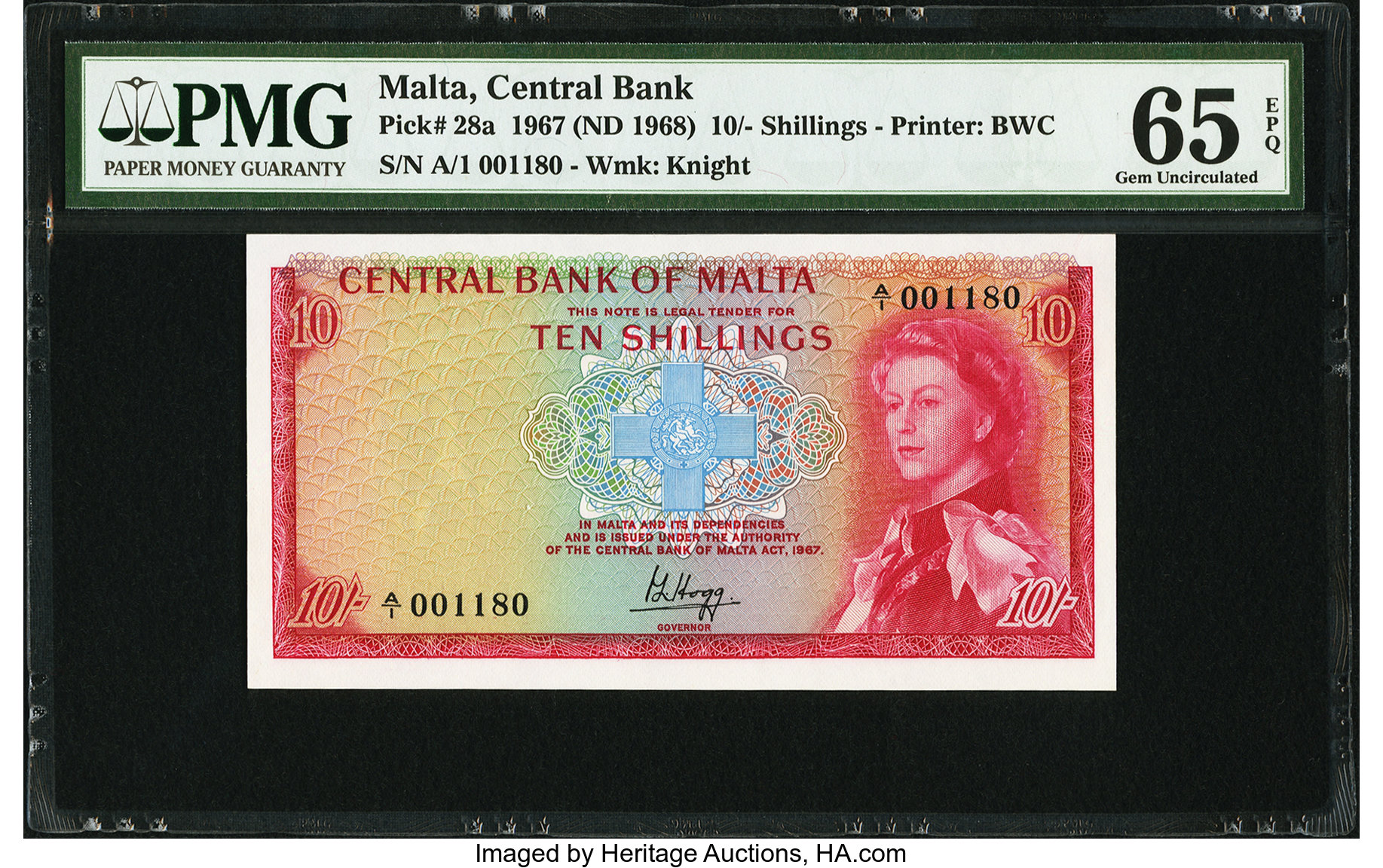 image for: Malta  10 shillings (B201a)
