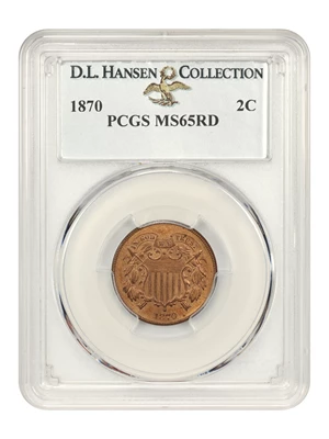 image for: 1870 2c PCGS MS65 RD ex: D.L. Hansen