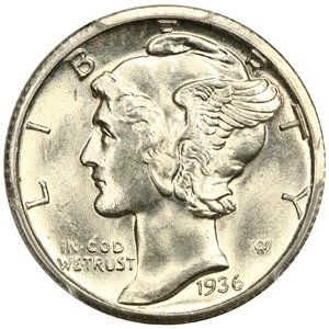 image for: 1936-S 10c PCGS MS63