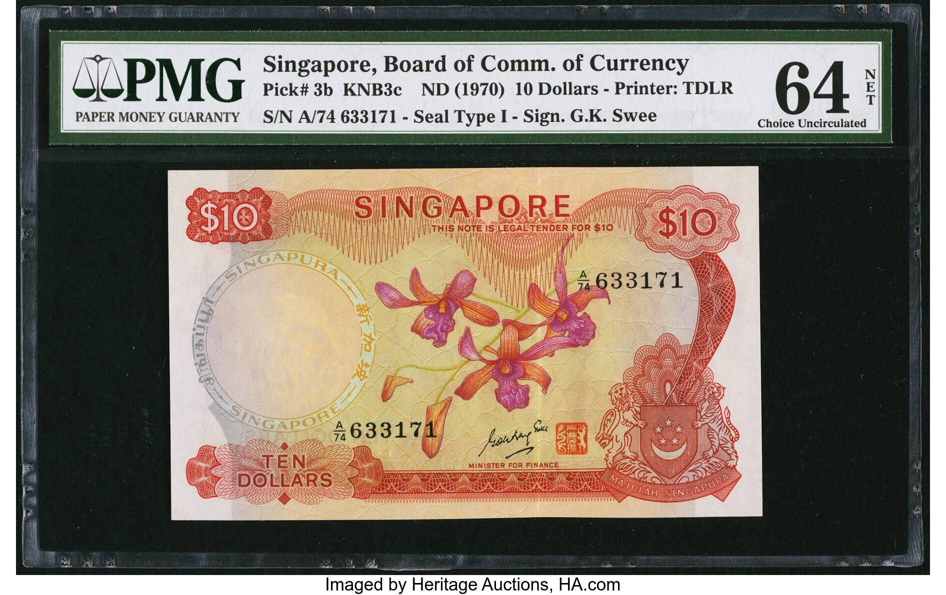 image for: Singapore  10 dollars (B103as)
