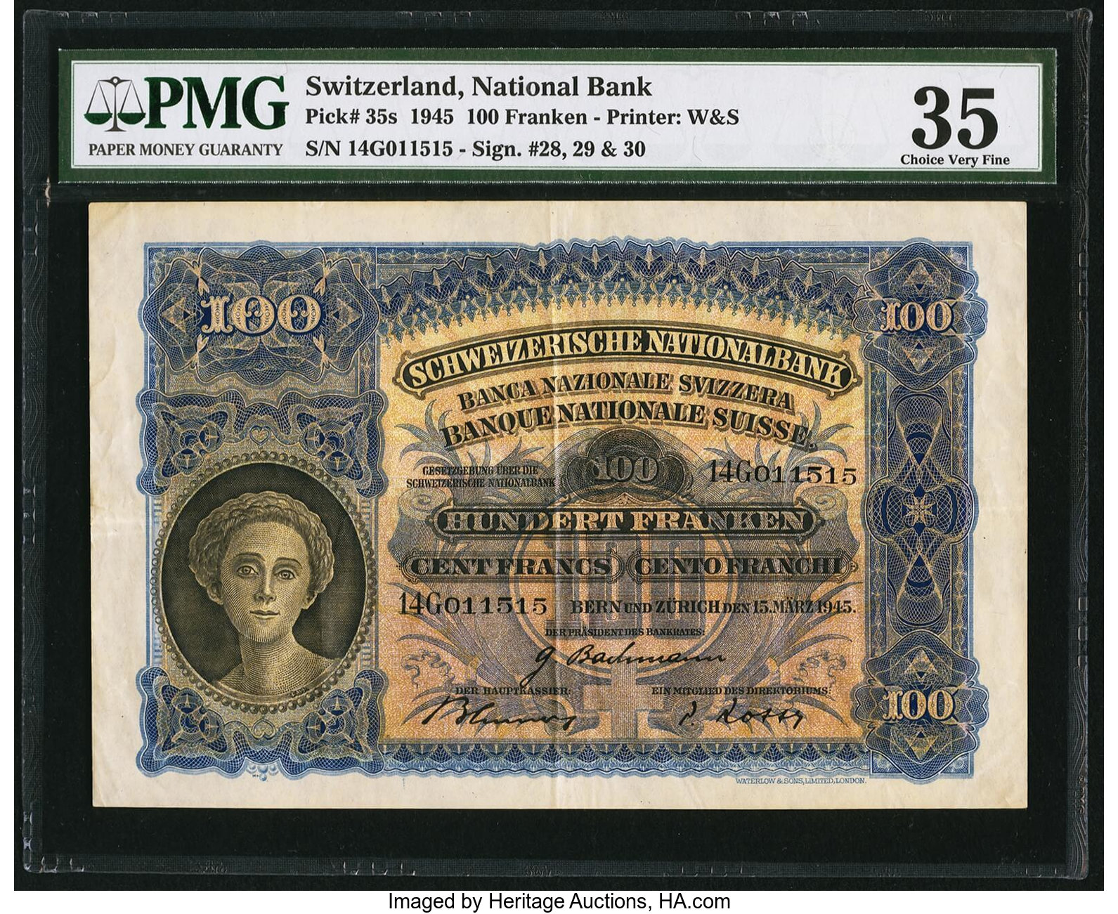 image for: Switzerland  100 francs (B315s)