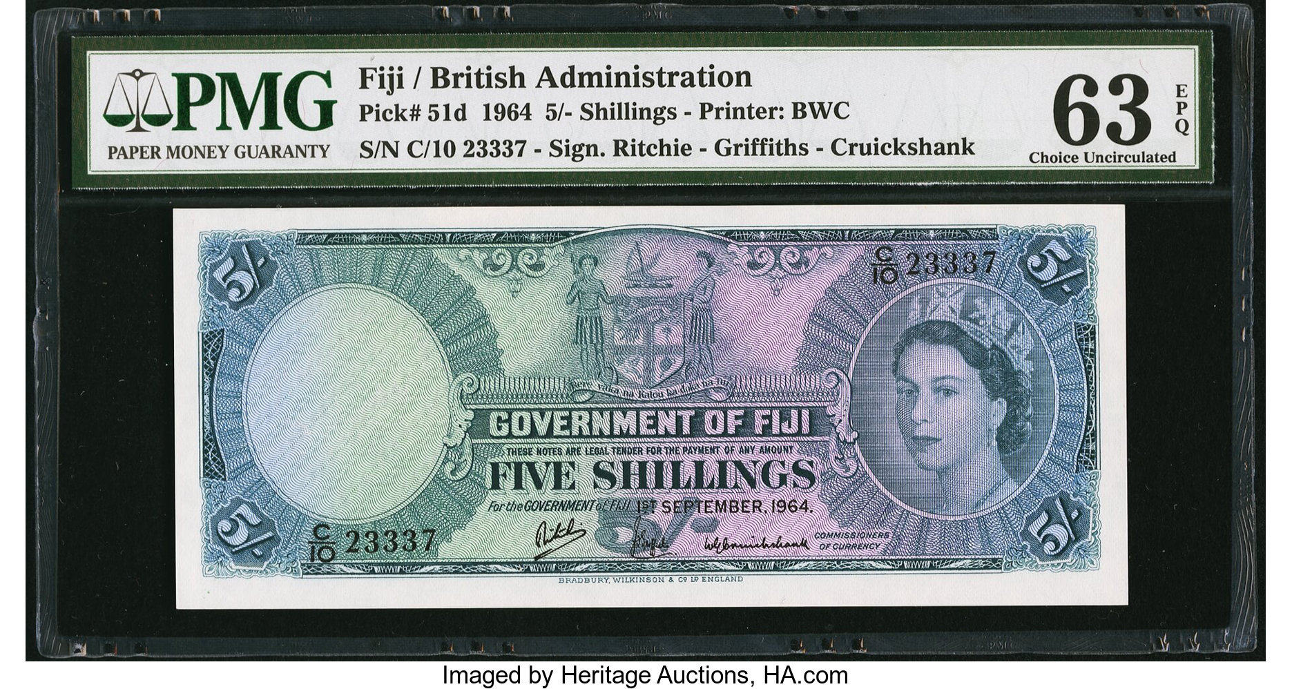 image for: Fiji  5 shillings (B328s)