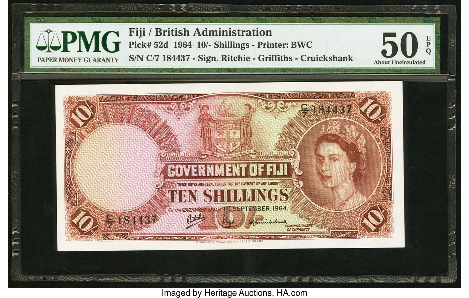 image for: Fiji  10 shillings (B329ds)