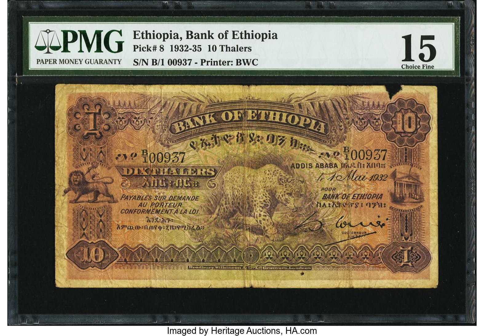 image for: Ethiopia  10 thalers(B103bs)