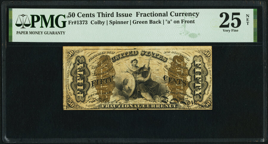 image for: Fr. 1373 50¢ Third Issue Justice PMG Very Fine 25 Net....