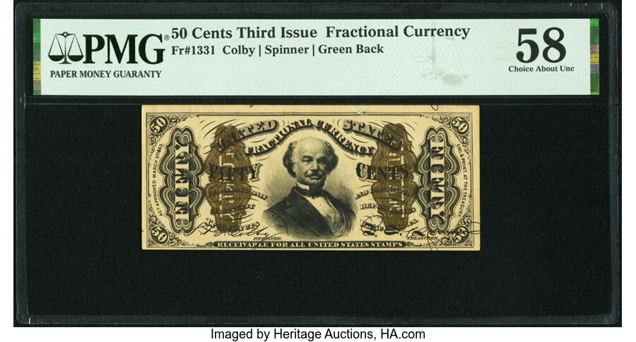 image for: Fr. 1331 50¢ Third Issue Spinner PMG Choice About Unc 58....