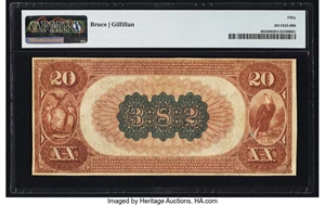 image for: Brockport, NY - $20 1882 Brown Back Fr. 493 The First National Bank Ch. # 382 PMG About Uncirculated 50....