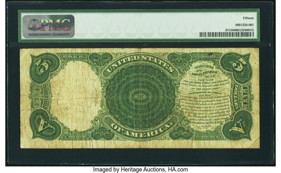 image for: Fr. 87 $5 1907 Legal Tender PMG Choice Fine 15....
