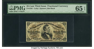 image for: Fr. 1291 25¢ Third Issue PMG Gem Uncirculated 65 EPQ....