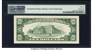 image for: Fr. 2020-A $10 1969B Federal Reserve Note. PMG Gem Uncirculated 66 EPQ....