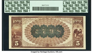 image for: Cincinnati, OH - $5 1882 Brown Back Fr. 470 The Fifth National Bank Ch. # 2798 PCGS Choice New 63....
