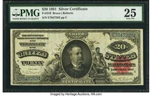 image for: Fr. 319 $20 1891 Silver Certificate PMG Very Fine 25....