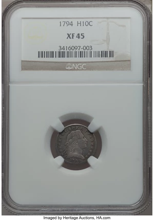 image for: 1794 H10C V-2, LM-2, R.5, XF45 NGC....