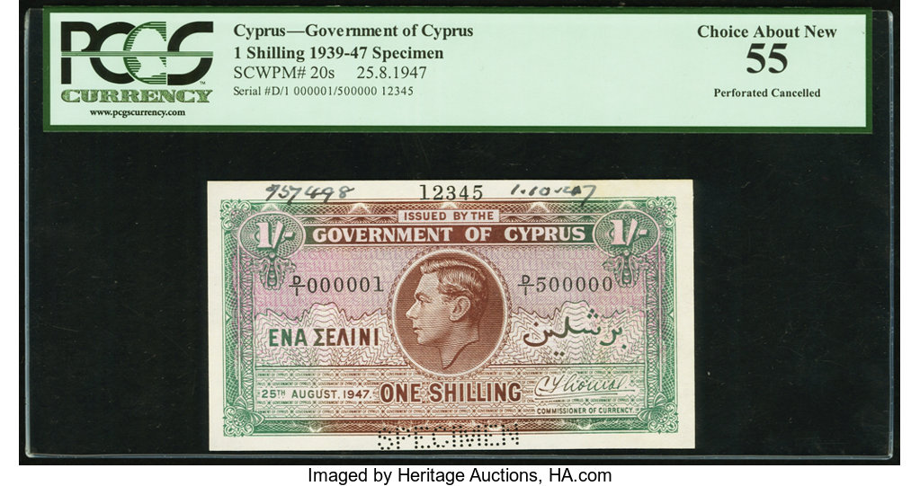 image for: Cyprus  1 shilling (B120j)