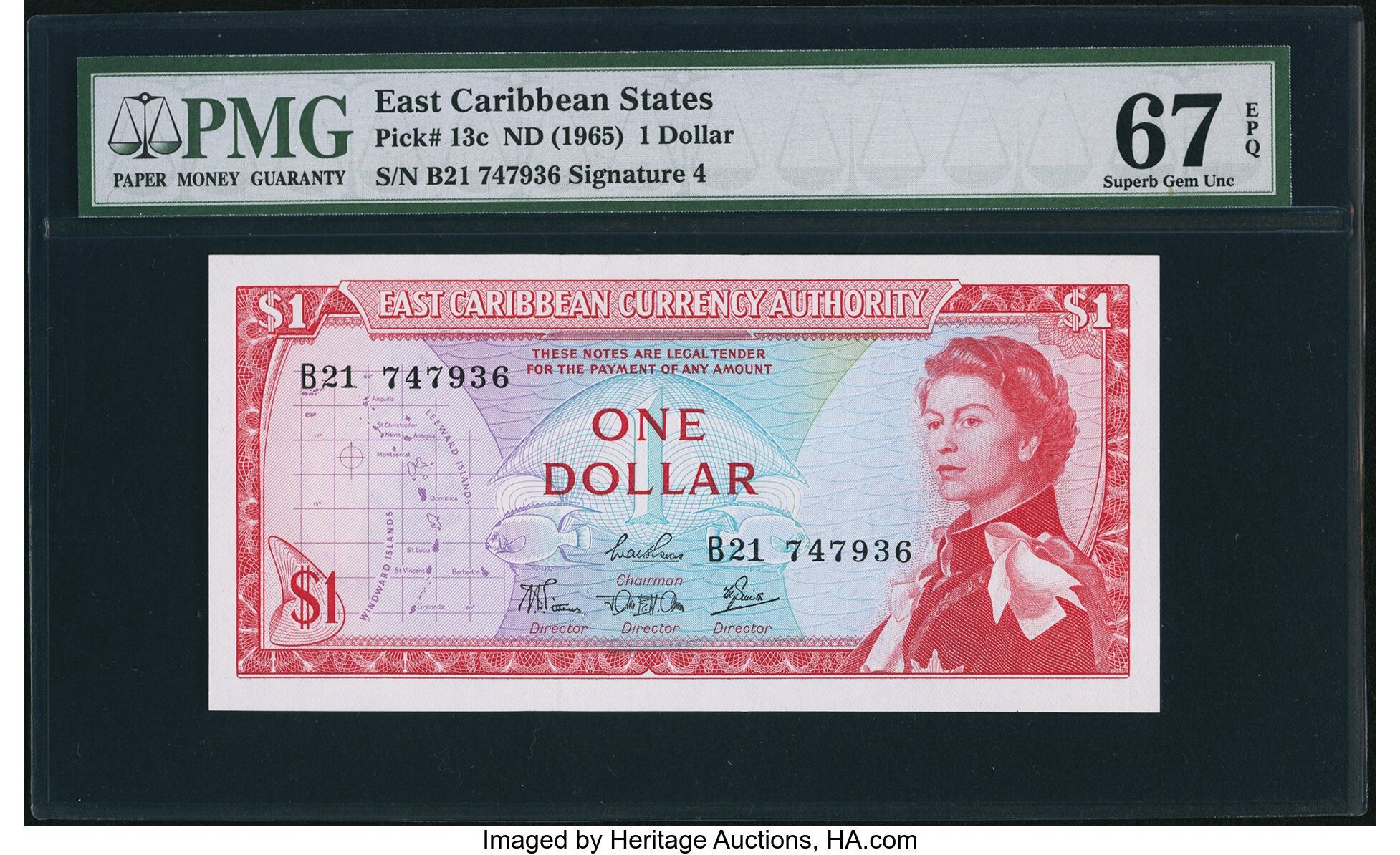 image for: East Caribbean States  1 dollar (B101a2s)