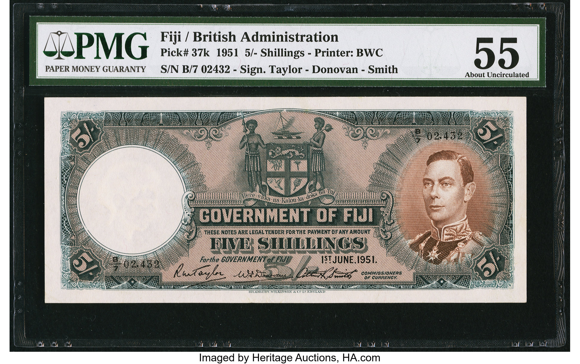 image for: Fiji  5 shillings(B313j)