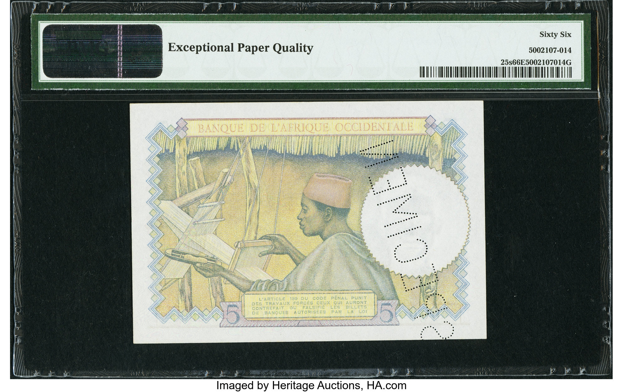 image for: French West Africa  5 francs(B112a)